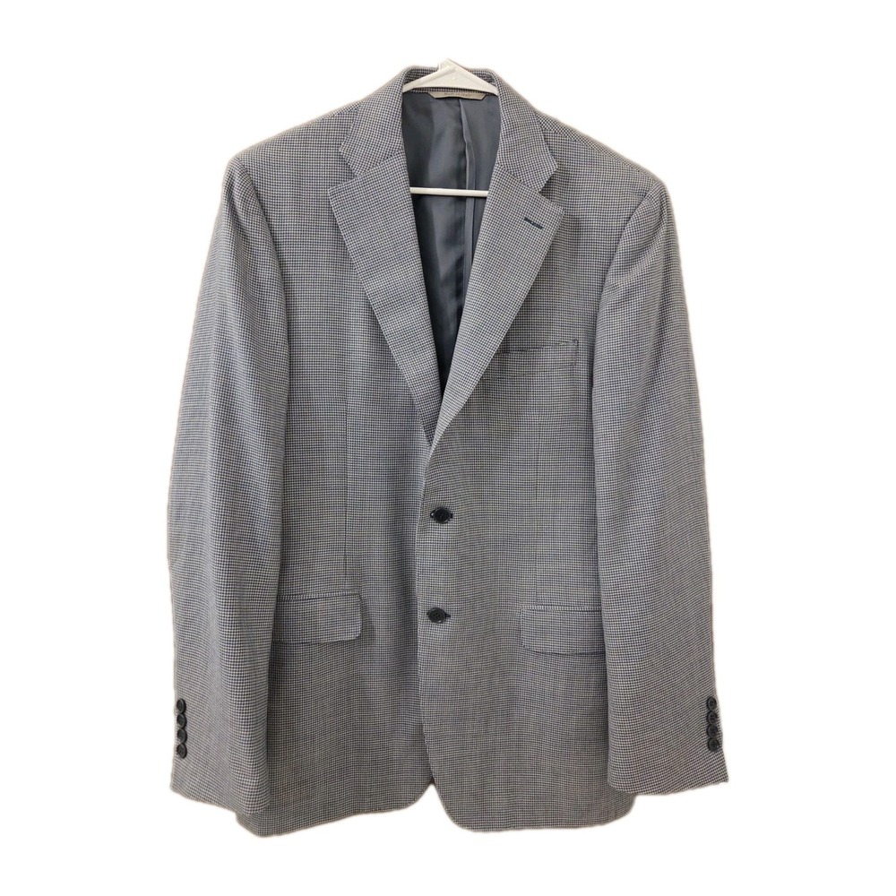 Canali Mens Blazer Large Micro Check Houndstooth‎ Wool Sport Coat Italy 2 Button